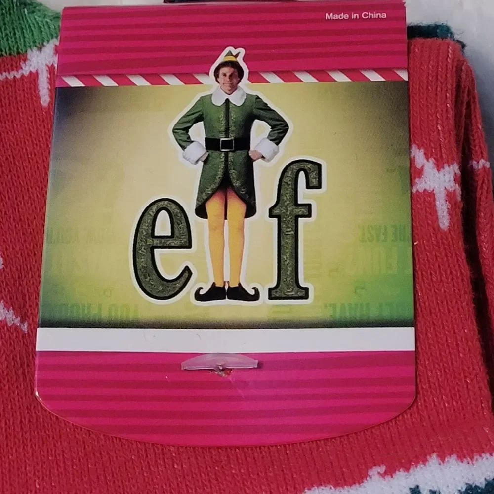 Bioworld Elf Christmas Movie 2 Pair Crew Socks Size 10-13 Shoes 8-12 New